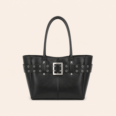 Sacs à bandoulière carrés pour femmes, style décontracté, ornés de clous métalliques, couleur unie, en PU de qualité supérieure. 2