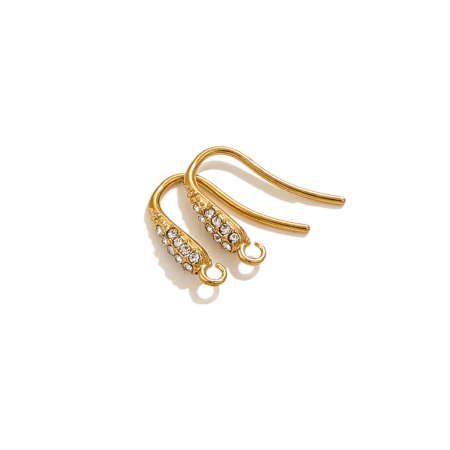 Boucles d'oreilles en acier inoxydable massif doré avec strass 2