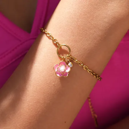 Bracelet pour femme Simple Series Daily Flower en acier inoxydable étanche couleur or