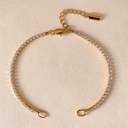 Bracelet chaîne rectangulaire en acier inoxydable imperméable couleur or, collection Luxueuse Series DIY Patchwork, pour femme