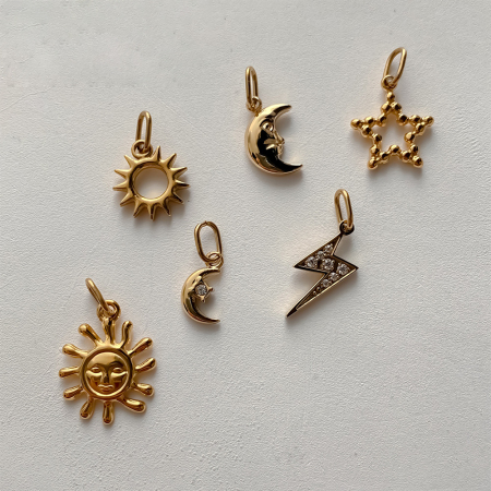 Pendentifs pour femmes, série classique, soleil et lune, en acier inoxydable étanche, couleur or