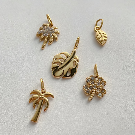 Pendentifs pour femmes en acier inoxydable, couleur or, motif feuille à faire soi-même, série classique