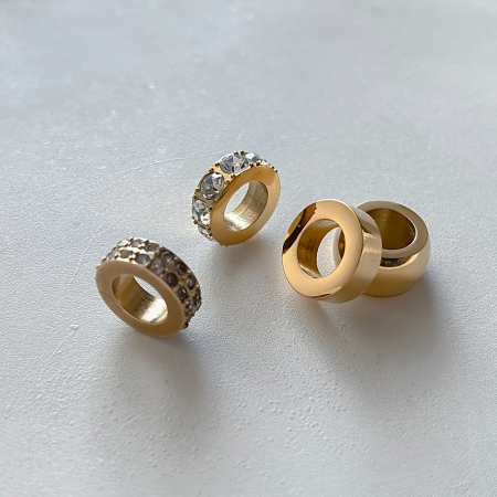 Perles d'espacement rondes en acier inoxydable doré avec zircon pour femmes, collection de luxe à faire soi-même
