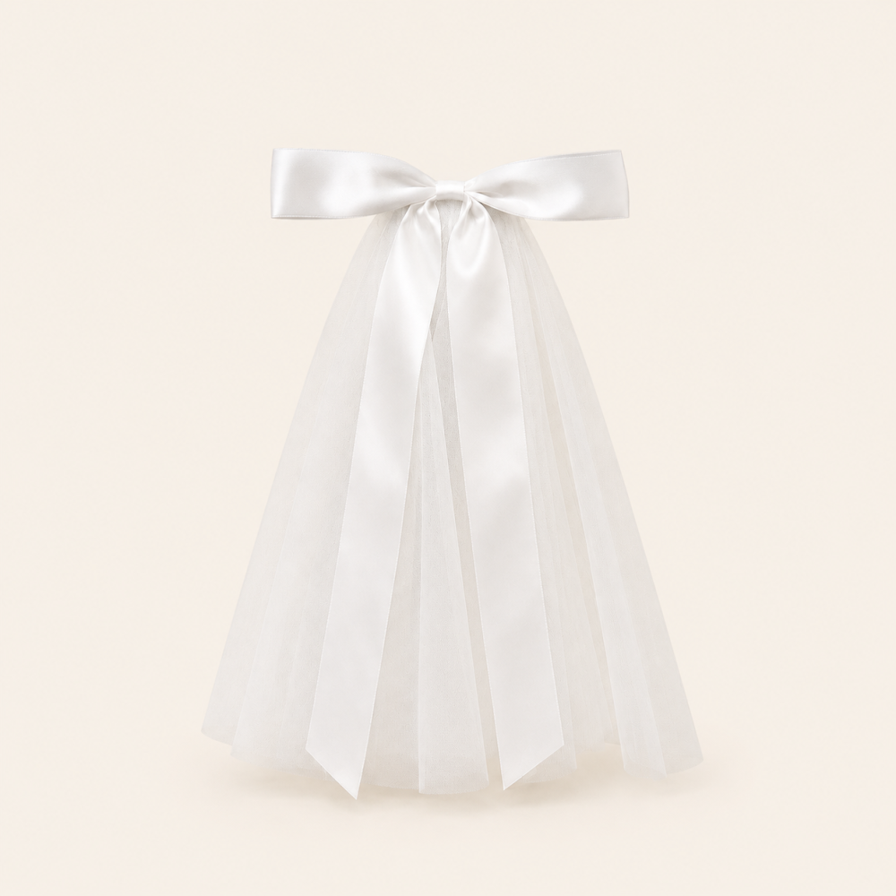 Voile De Mariée En Organza Uni, Élégant Nœud Papillon, Collection Romantique Image2