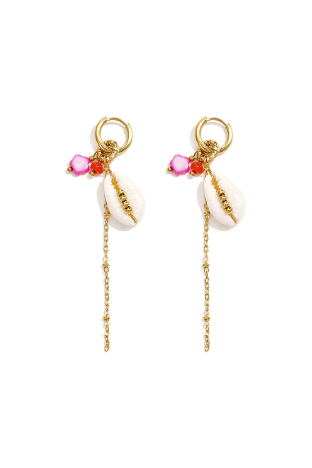 Boucles d'oreilles pendantes en acier inoxydable, coquillage, collection Simple Simple, bijoux pour femmes