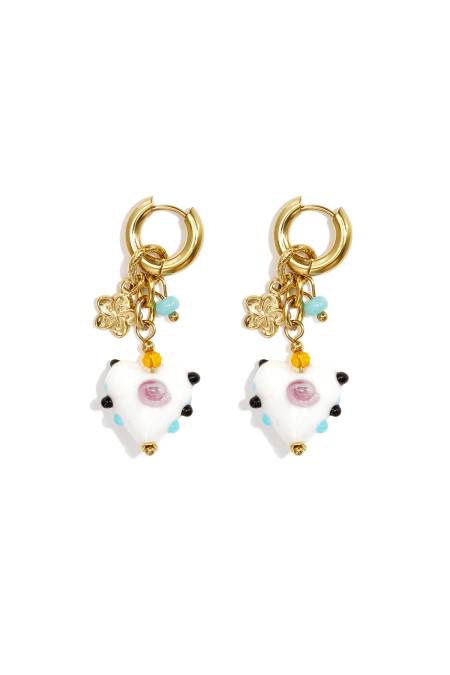 Boucles d'oreilles en acier inoxydable avec perles en forme de cœur, collection romantique décontractée pour le quotidien, bijoux pour femmes