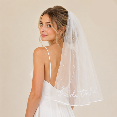 Collection romantique, nœud papillon élégant en organza uni avec perles artificielles, coiffe de mariée, voile de mariée 2