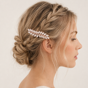 Pinces À Cheveux Luxueuses En Alliage De Zircon, Couleur Unie Élégante, En Forme De Feuille h5 Image2
