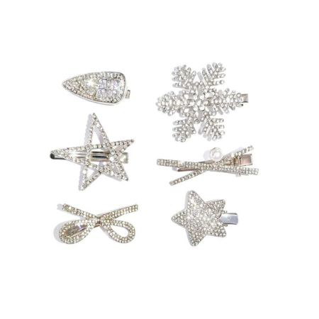 Pinces à cheveux élégantes en alliage avec nœud papillon et strass, collection Luxe