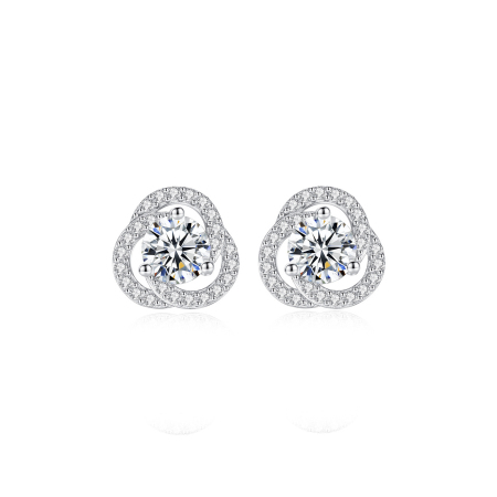 Boucles d'oreilles pour femme en moissanite, forme géométrique simple et luxueuse, argent sterling 925 plaqué rhodium, collection Luxueuse