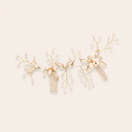 Bandeaux à cheveux en perles artificielles imitation feuille élégantes de la série Luxueuse 2