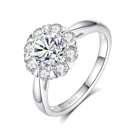 Bagues pour femmes en moissanite, forme géométrique classique, argent sterling 925 plaqué rhodium, collection de luxe