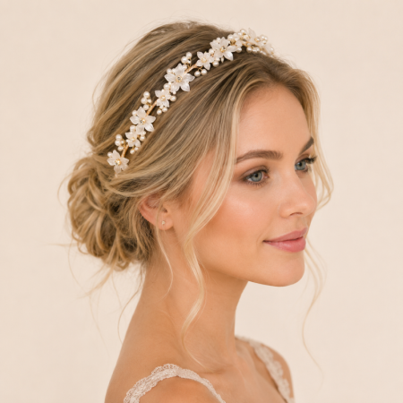 Bandeaux à cheveux élégants en acrylique, strass et perles artificielles, collection romantique