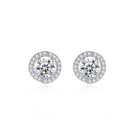 Boucles d'oreilles pour femmes en moissanite, modèle Simple Circle, en argent sterling 925 plaqué rhodium, de la série Luxueuse