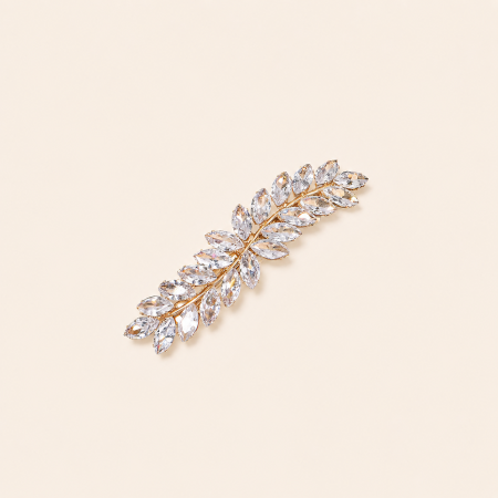 Pinces à cheveux luxueuses en alliage de zircon, couleur unie élégante, en forme de feuille