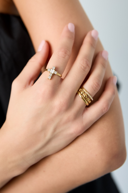 Bague minimaliste en acier inoxydable, croix, collection simple pour le quotidien, bijoux pour femmes 2