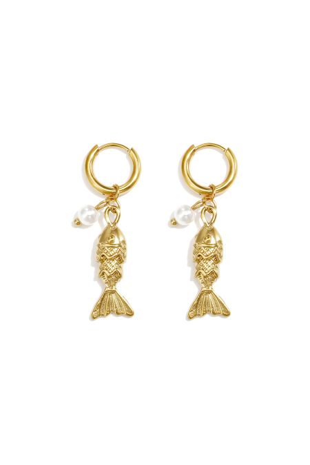 Boucles d'oreilles pendantes en acier inoxydable, motif poisson, collection Daily Simple, bijoux pour femmes