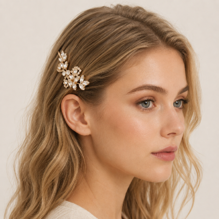 Pinces à cheveux élégantes en alliage, ornées de strass et de fleurs, collection Luxueuse 2