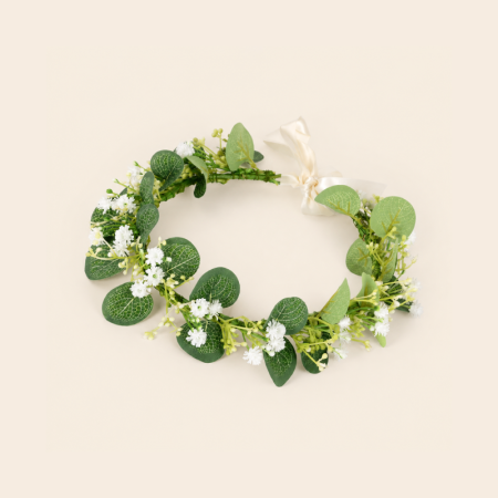 Couronne de fleurs de mariée en tissu tissé naturel à motif floral simple