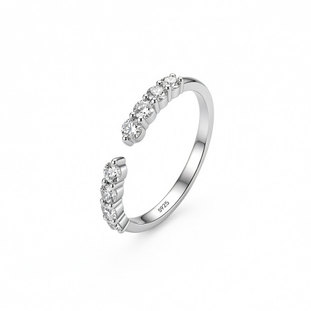 Bagues pour femmes en moissanite, collection Simple et élégante, en argent sterling 925 plaqué rhodium.