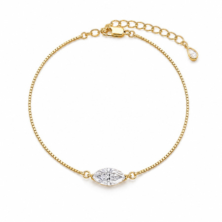Bracelet pour femme en argent sterling 925 plaqué rhodium, forme irrégulière, collection Simple, serti de moissanite.