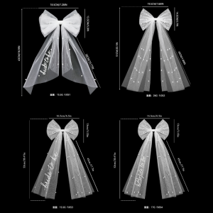 Collection Romantique, Nœud Papillon Élégant En Organza Uni Avec Perles Artificielles, Coiffe De Mariée, Voile De Mariée h5 Image4
