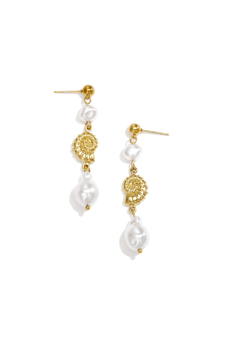 Boucles d'oreilles pendantes en acier inoxydable, coquillage, collection Daily Simple, bijoux pour femmes