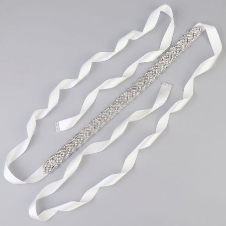 Ceintures à chaîne en tissu uni élégant et strass de la série Luxueuse 2