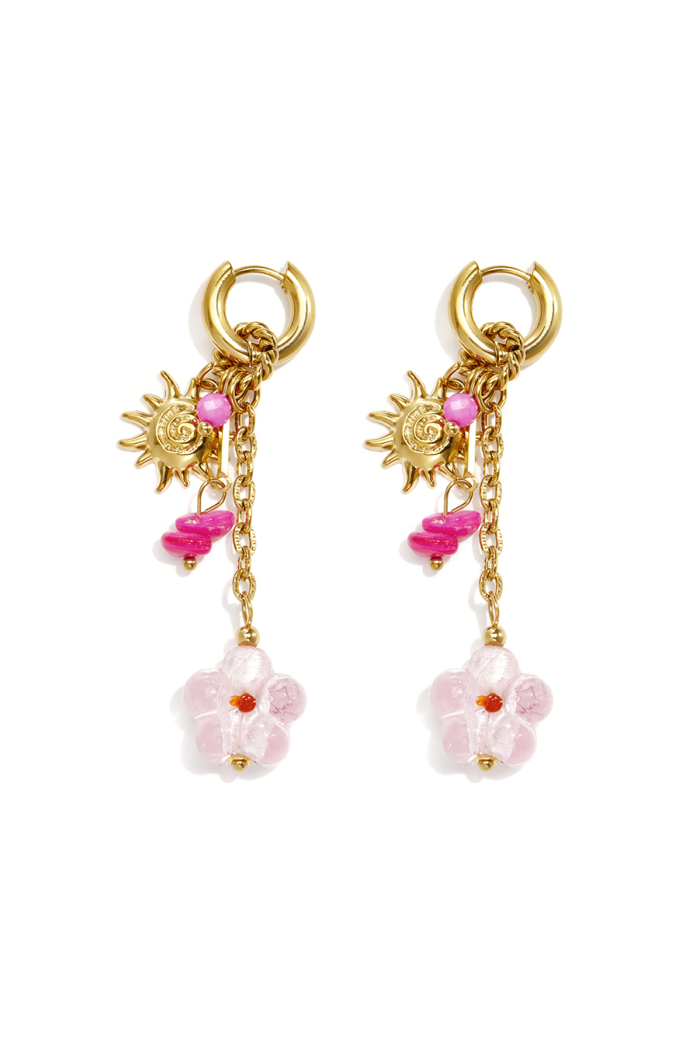 Boucles D'Oreilles En Perles D'Acier Inoxydable, Style Floral, Collection Décontractée, Vacances/Plage, Romantique, Bijoux Pour Femmes 