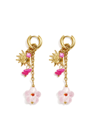 Boucles D'Oreilles En Perles D'Acier Inoxydable, Style Floral, Collection Décontractée, Vacances/Plage, Romantique, Bijoux Pour Femmes h5 