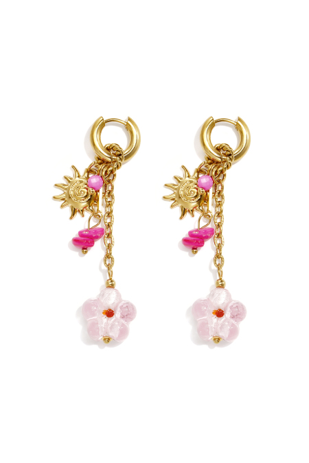 Boucles d'oreilles en perles d'acier inoxydable, style floral, collection décontractée, vacances/plage, romantique, bijoux pour femmes