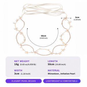 Bandeaux À Cheveux En Perles Artificielles, Lignes Unies Et Élégantes, Collection Simple h5