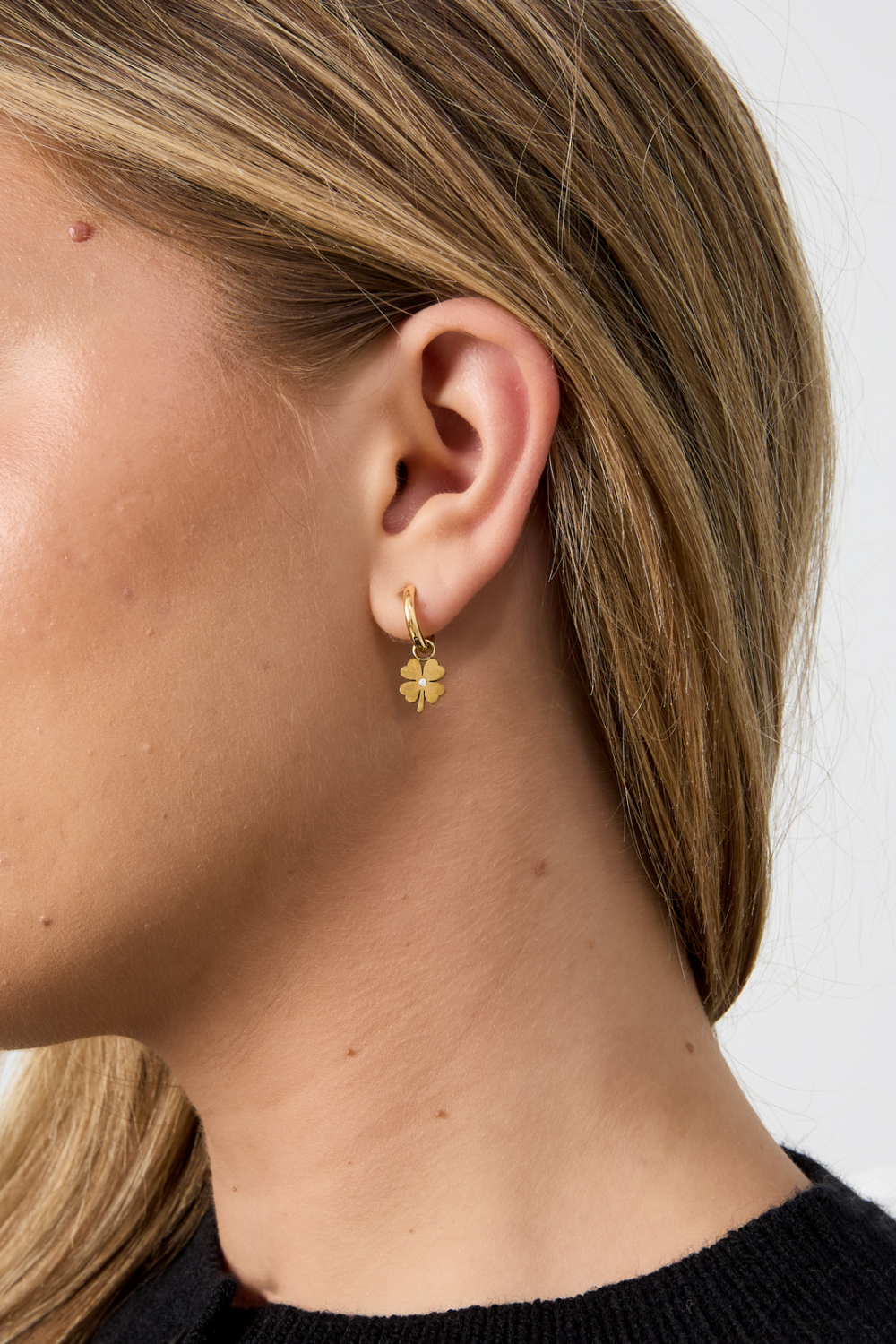 Boucles D'Oreilles Pendantes En Acier Inoxydable, Motif Trèfle, Collection Daily Simple, Bijoux Pour Femmes Image2