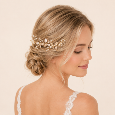 Bandeaux à cheveux en perles artificielles imitation feuille élégantes de la série Luxueuse