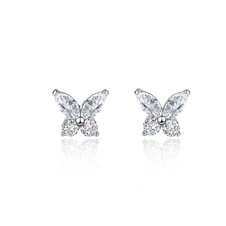 Boucles d'oreilles pour femmes en argent sterling 925 plaqué platine, forme irrégulière, collection Simple Series Daily, avec moissanite.