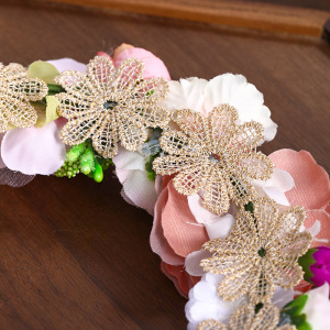 Couronne De Fleurs De Mariée En Tissu Tissé Naturel Avec Des Feuilles De Rose, Collection Romantique h5 Image4