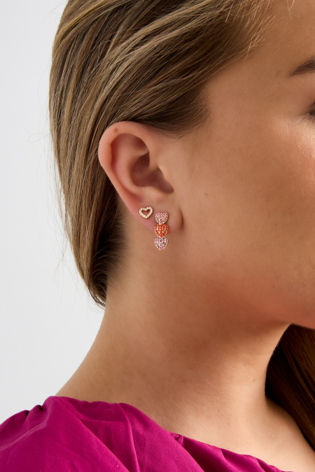 Boucles d'oreilles pendantes en forme de cœur avec pierres (3 pièces) 2