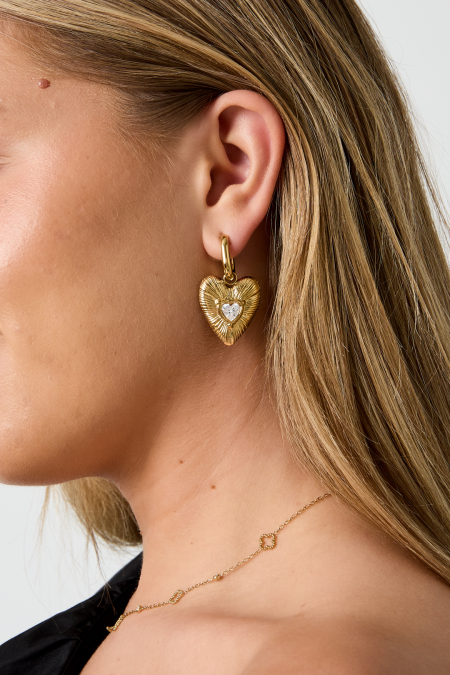 Boucles d'oreilles pendantes en acier inoxydable plaqué or 14 carats, forme cœur, collection Simple Daily Simple, bijoux pour femmes 2