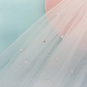 Collection Romantique - Voile De Mariée Élégant En Organza Uni Avec Perles Artificielles h5 Image5