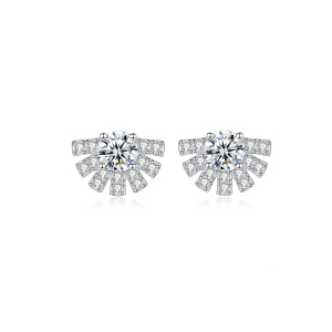 Boucles D'Oreilles Pour Femmes En Argent Sterling 925 Plaqué Rhodium, Forme Géométrique Simple, Style Quotidien, Avec Moissanite. h5 