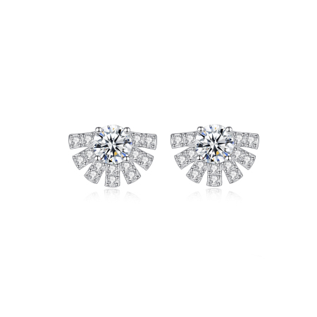 Boucles d'oreilles pour femmes en argent sterling 925 plaqué rhodium, forme géométrique simple, style quotidien, avec moissanite.
