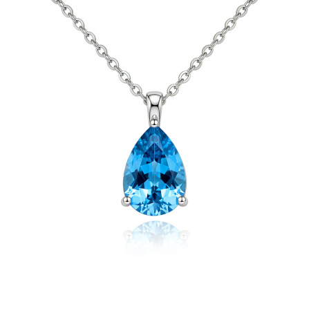 Colliers pour femmes en argent sterling 925 plaqué rhodium avec zircon, collection Luxueuse et Élégante Goutte