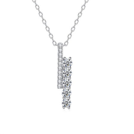 Colliers pour femmes en moissanite, collection Simple Series Elegant Patchwork, argent sterling 925 plaqué rhodium couleur
