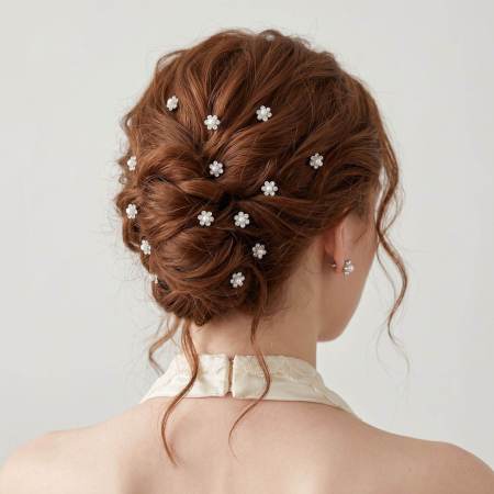 Collection Simple et Élégante de Bijoux de Mariée en Perles Artificielles et Strass, Imitation Fleur et Strass