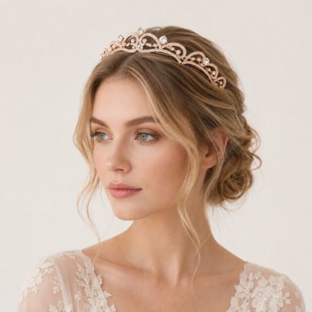 Couronnes de cheveux luxueuses en alliage de couleur unie et strass, élégantes et raffinées 2