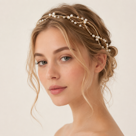Bandeaux à cheveux en perles artificielles, lignes unies et élégantes, collection Simple