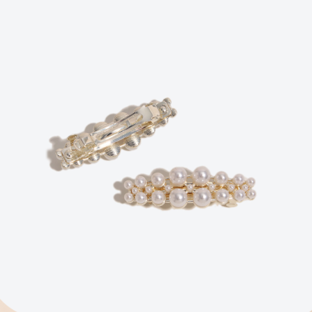 Pinces à cheveux luxueuses, élégantes et unies, imitation perle, perles artificielles 2