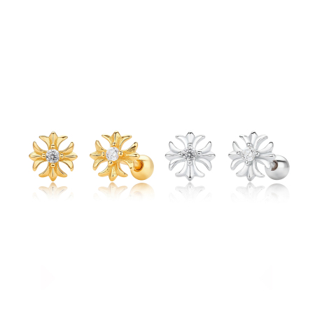 Boucles d'oreilles élégantes pour femmes, de forme géométrique irrégulière, plaquées rhodium, en argent sterling 925.