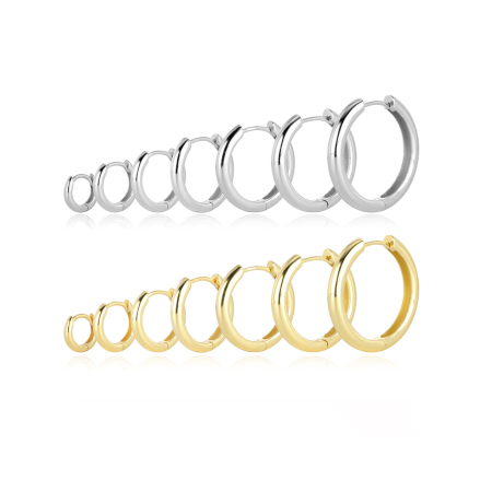 Boucles d'oreilles colorées Daily Circle pour femmes, plaquées rhodium, en argent sterling 925, collection Simple Series.