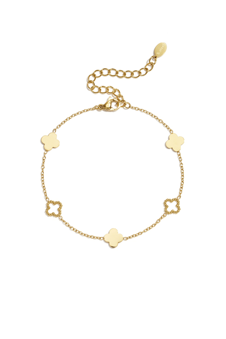 Bracelets à breloques en acier inoxydable plaqué or 14 carats, collection Trèfle, style simple et quotidien, bijoux pour femmes